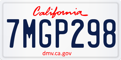 CA license plate 7MGP298