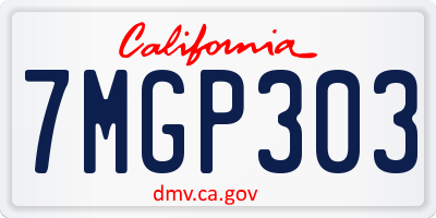 CA license plate 7MGP303