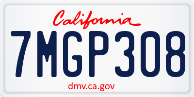 CA license plate 7MGP308