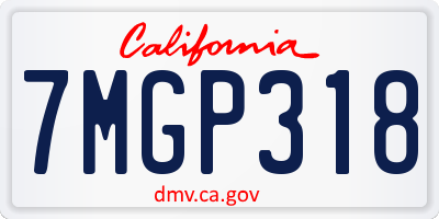 CA license plate 7MGP318