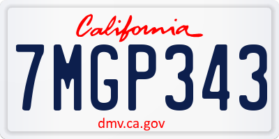 CA license plate 7MGP343