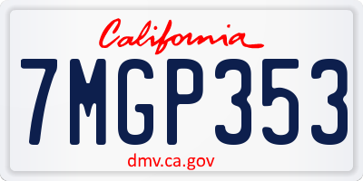 CA license plate 7MGP353