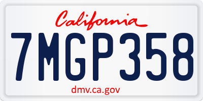 CA license plate 7MGP358