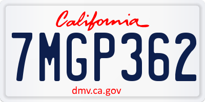 CA license plate 7MGP362