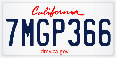 CA license plate 7MGP366