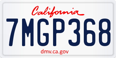 CA license plate 7MGP368