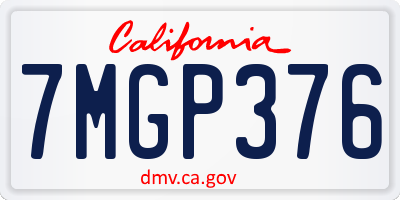 CA license plate 7MGP376