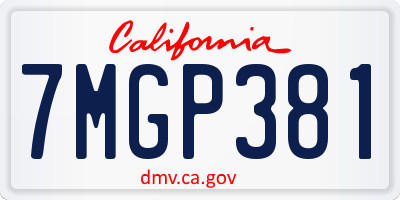 CA license plate 7MGP381