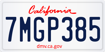 CA license plate 7MGP385