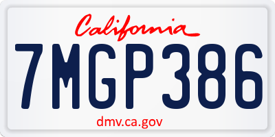 CA license plate 7MGP386