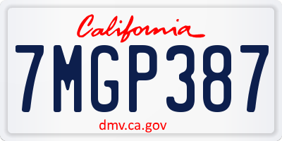CA license plate 7MGP387