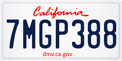 CA license plate 7MGP388
