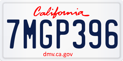 CA license plate 7MGP396