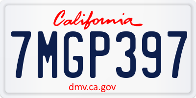 CA license plate 7MGP397