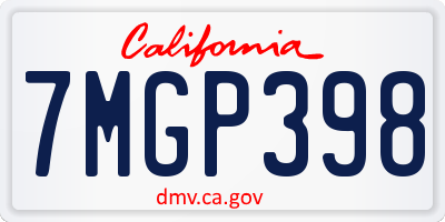 CA license plate 7MGP398