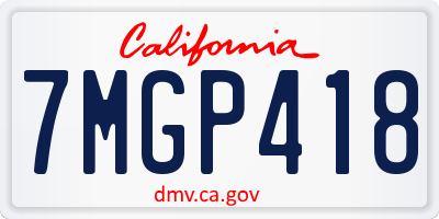 CA license plate 7MGP418