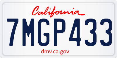 CA license plate 7MGP433