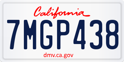 CA license plate 7MGP438