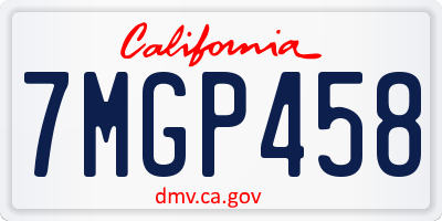 CA license plate 7MGP458