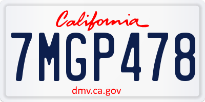 CA license plate 7MGP478