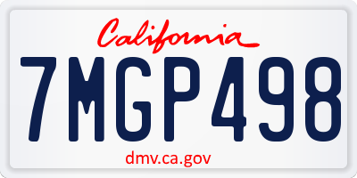 CA license plate 7MGP498