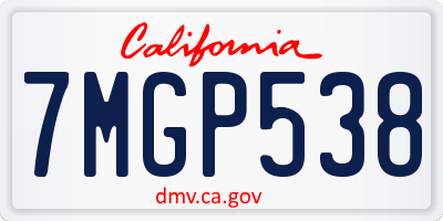 CA license plate 7MGP538