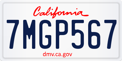 CA license plate 7MGP567
