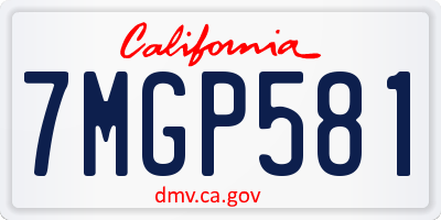 CA license plate 7MGP581