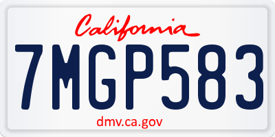 CA license plate 7MGP583