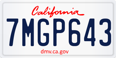 CA license plate 7MGP643