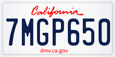 CA license plate 7MGP650