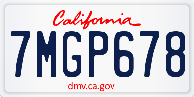 CA license plate 7MGP678