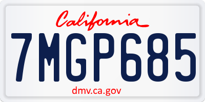 CA license plate 7MGP685