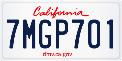 CA license plate 7MGP701