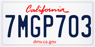 CA license plate 7MGP703