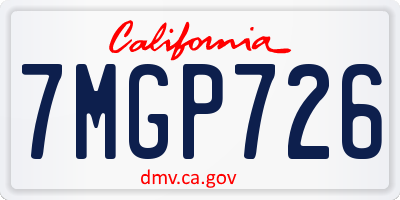 CA license plate 7MGP726