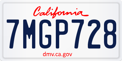 CA license plate 7MGP728