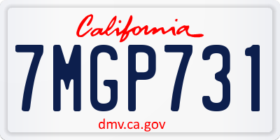CA license plate 7MGP731