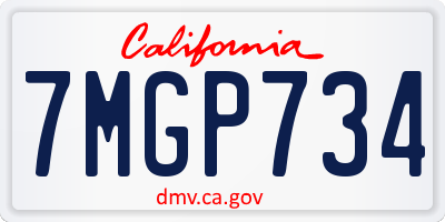 CA license plate 7MGP734