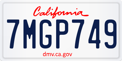 CA license plate 7MGP749