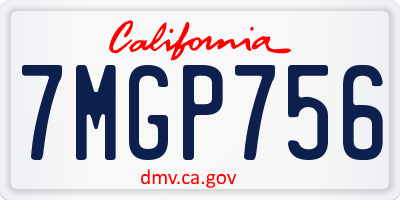 CA license plate 7MGP756