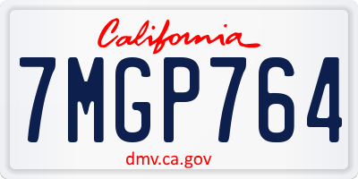 CA license plate 7MGP764