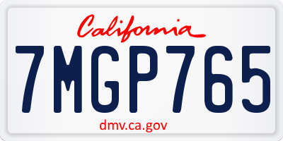 CA license plate 7MGP765