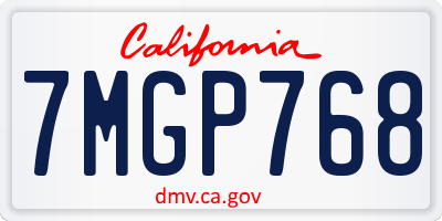 CA license plate 7MGP768