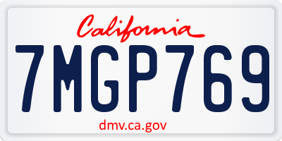 CA license plate 7MGP769