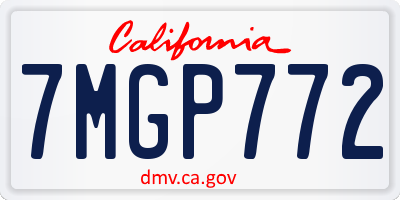 CA license plate 7MGP772