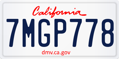 CA license plate 7MGP778