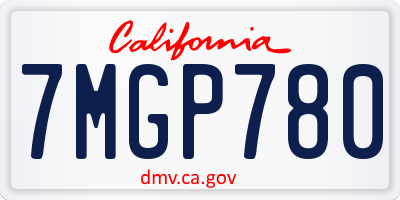 CA license plate 7MGP780