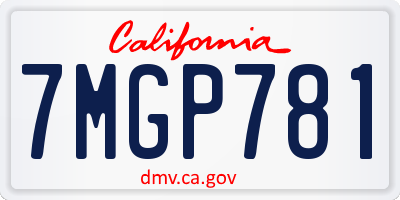 CA license plate 7MGP781