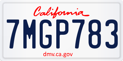 CA license plate 7MGP783